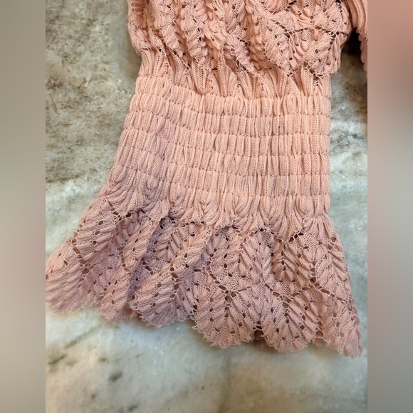 Coco + Carmen Blush Pink Lace Knit Sweater Top S/M Romantic Boho - Picture 3 of 8